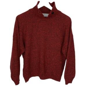 Vintage Red Marled Collard Sweater - Women's Size L